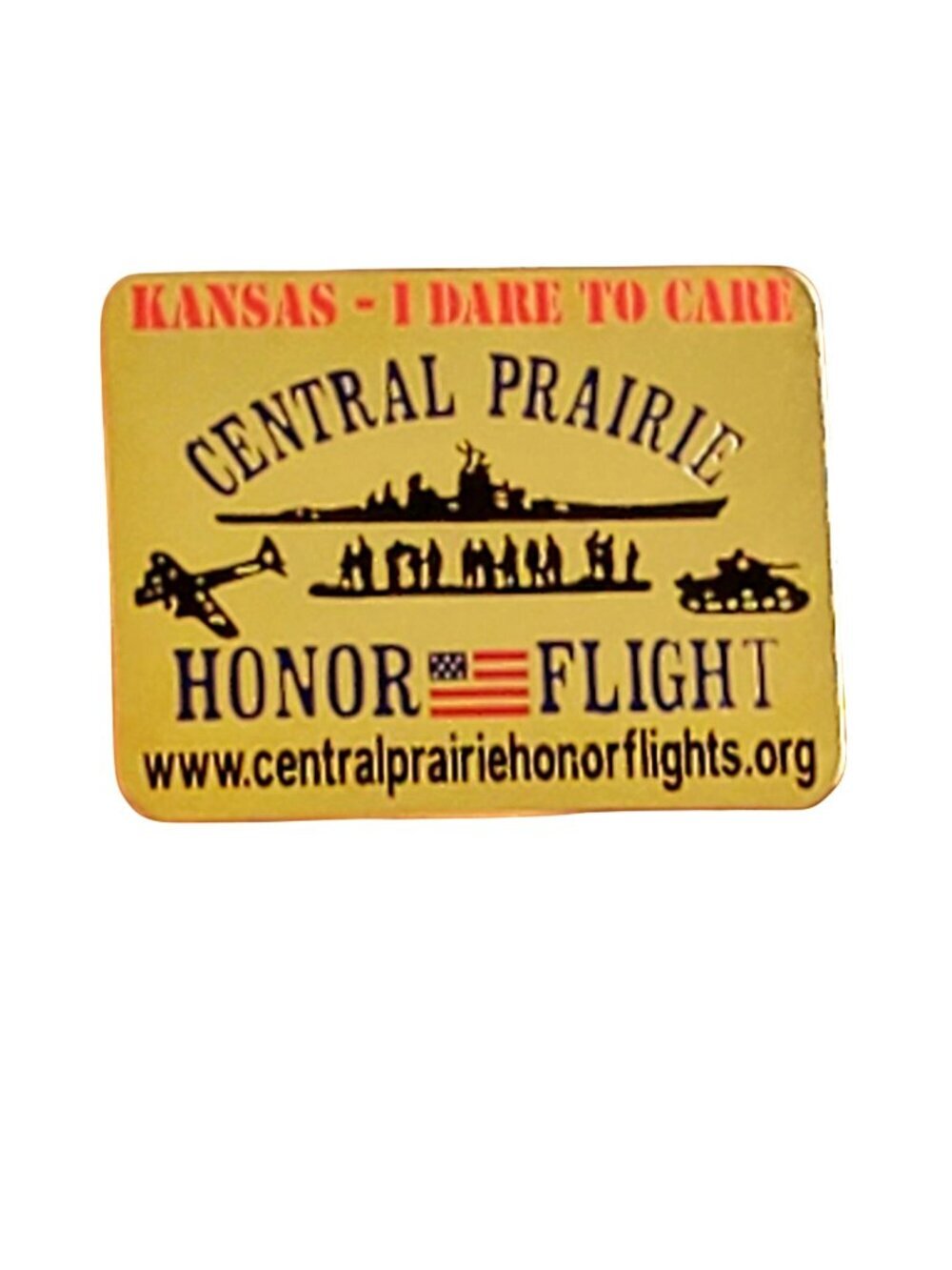 Kansas Central Prairie Honor Flight Lapel Pin Gold Tone Collectible SymbolArts